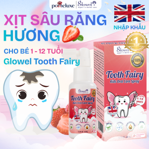Xịt Chống Sâu Răng Hương Dâu Cho Bé 1–12 Tuổi Glowel Tooth Fairy Nhập Khẩu Anh bảo vệ men răng, loại bỏ mảng bám 40ml